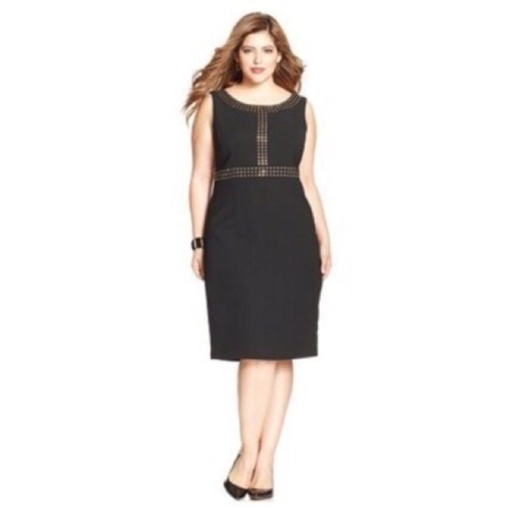 KASPER Sleeveless Gold Studded Sheath Dress